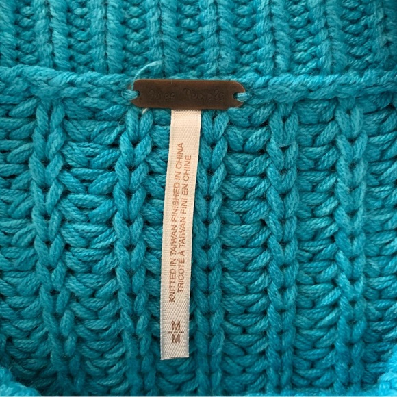 Free People Bell Song Sweater Pullover Medium Teal Blue - Picture 6 of 7